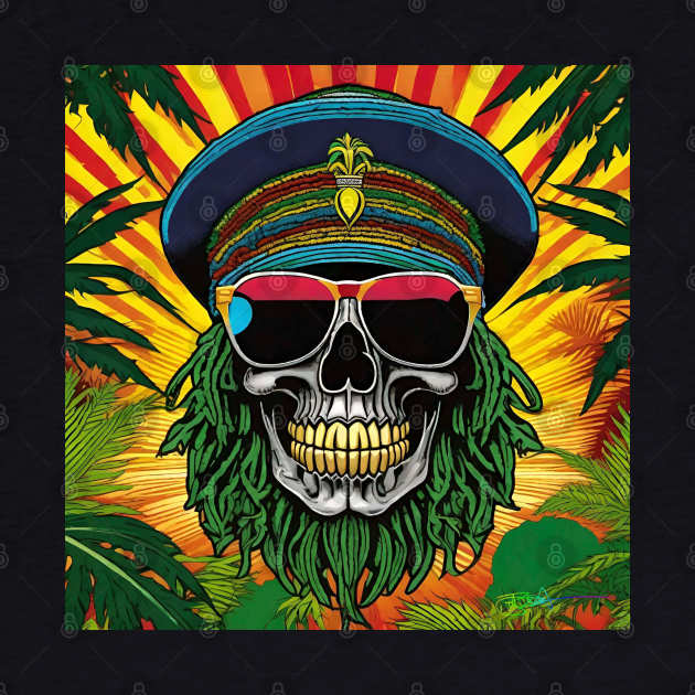 Reggae Music - Jamaican Stoner Skull 12 by Benito Del Ray